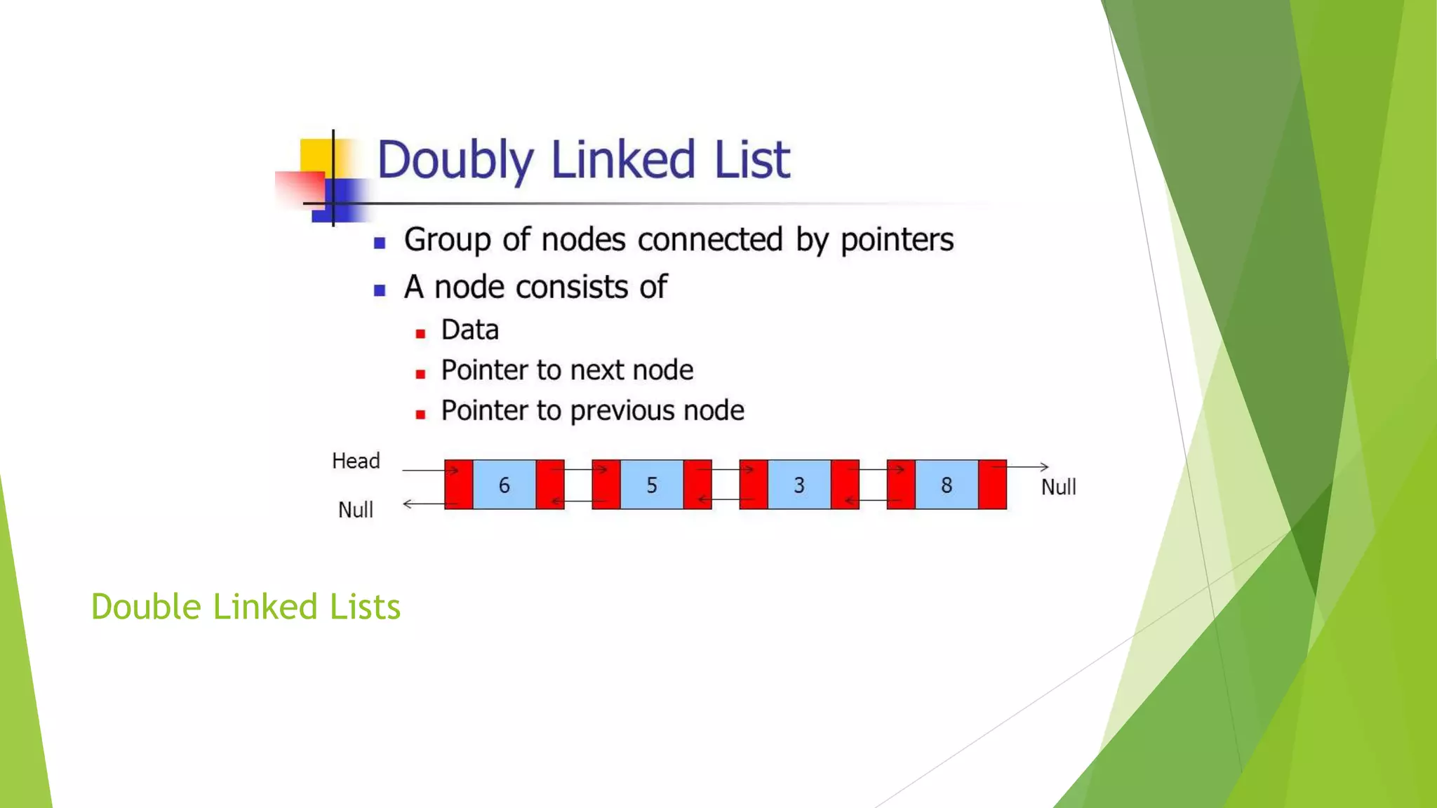 Double Linked Lists
 