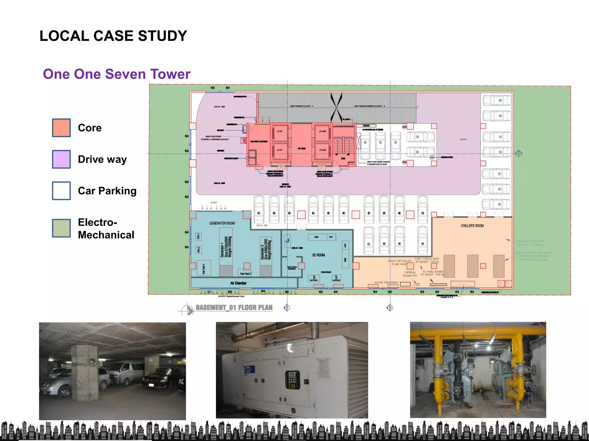 LOCAL CASE STUDYLOCAL CASE STUDY
One One Seven Tower
Core
Drive way
Car Parking
Electro-Electro-
Mechanical
 