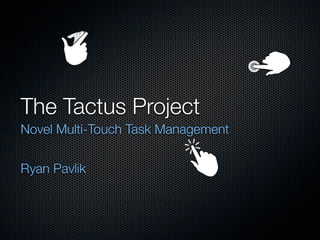 The Tactus Project
Novel Multi-Touch Task Management


Ryan Pavlik
 