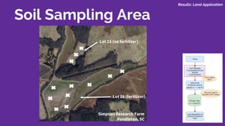 Soil Sampling Area
Simpson Research Farm
Pendleton, SC
Lot 29 (fertilizer)
Lot 23 (no fertilizer)
Results: Land Application
 