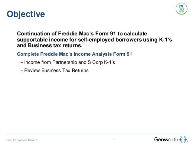 self employed borrower case study part ii completing the form 91 wi freddie form 91