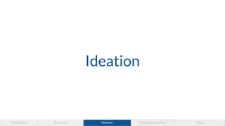 Ideation
Introduction Research Ideation Prototype and Test Value
 