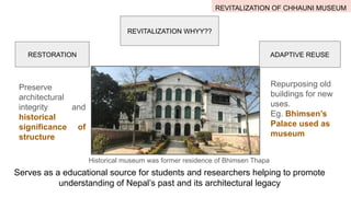 Revitalization Project Repurposing Revitalization and Adaptive Reuse of Chhauni Museum: History ...