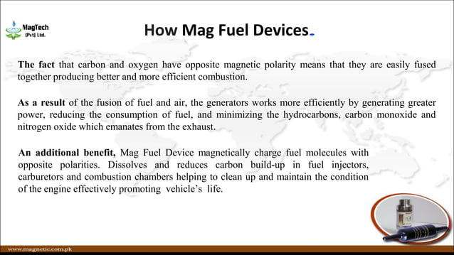 Presentation on Mag Fuel Device (Vehicles) | PPT | Chemistry | Science