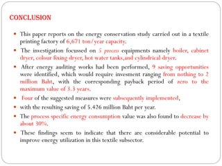 Final presentation on energy conservation in textile industry | PPTX