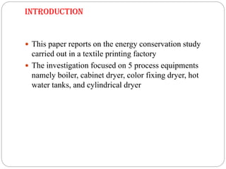 Final presentation on energy conservation in textile industry | PPTX