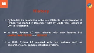 Final presentation on python | PPTX | Programming Languages | Computing