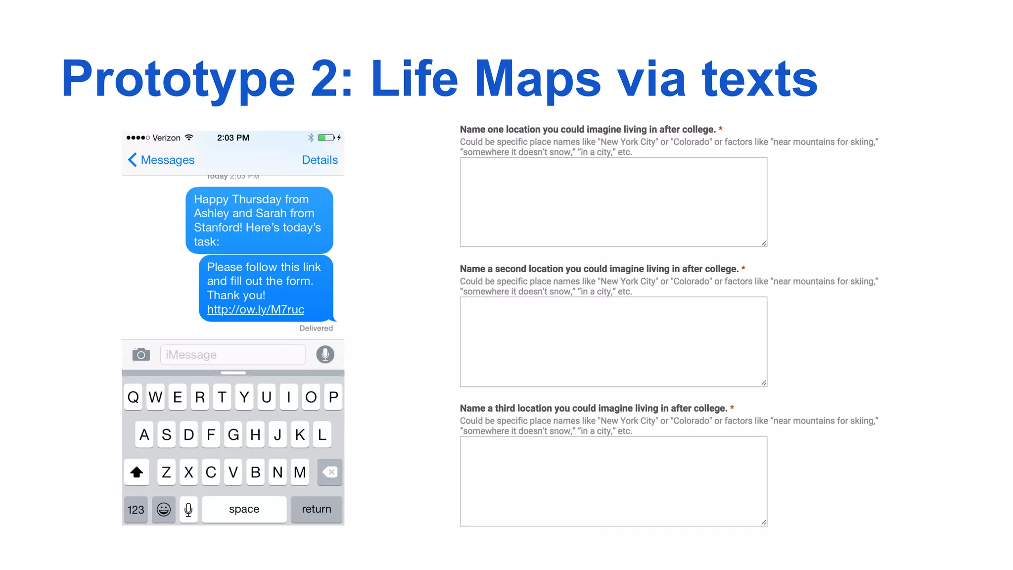 Prototype 2: Life Maps via texts
 