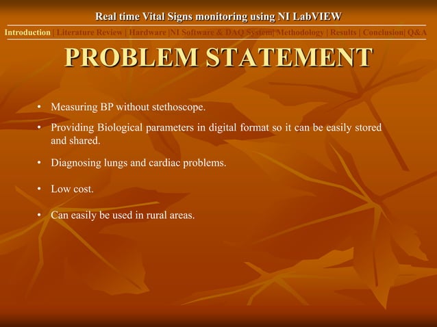 Real time Vital Signs Monitorong Using NI LabVIEW | PPT