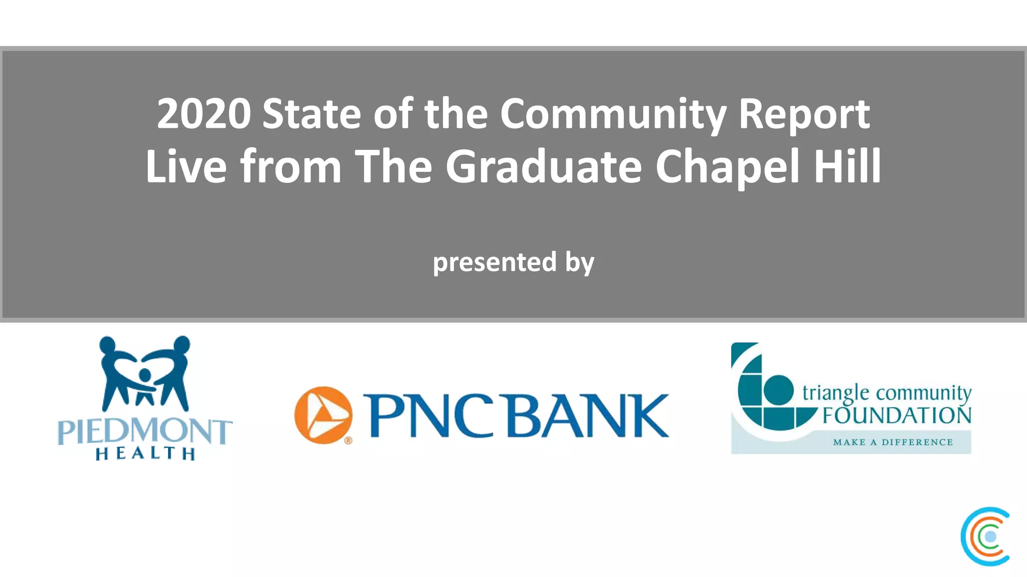 2020 State of the Community Report
Live from The Graduate Chapel Hill
presented by
 