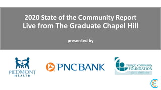 2020 State of the Community Report
Live from The Graduate Chapel Hill
presented by
 
