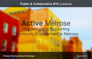 Public & Collaborative NYC presents




Parsons The New School for Design                      Spring 2012
 