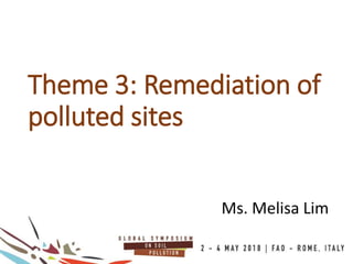 Theme 3: Remediation of
polluted sites
Ms. Melisa Lim
 