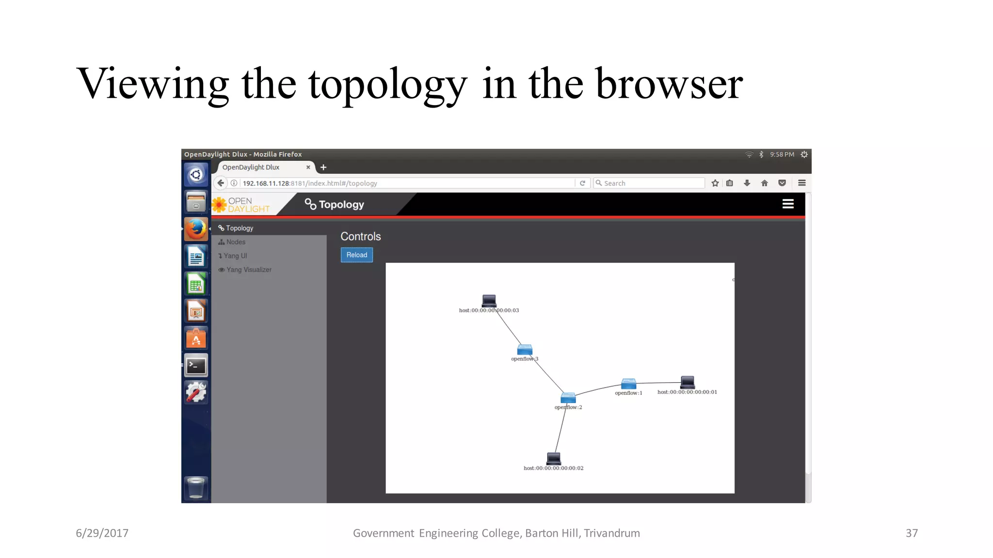 Viewing the topology in the browser
6/29/2017 Government Engineering College, Barton Hill, Trivandrum 37
 