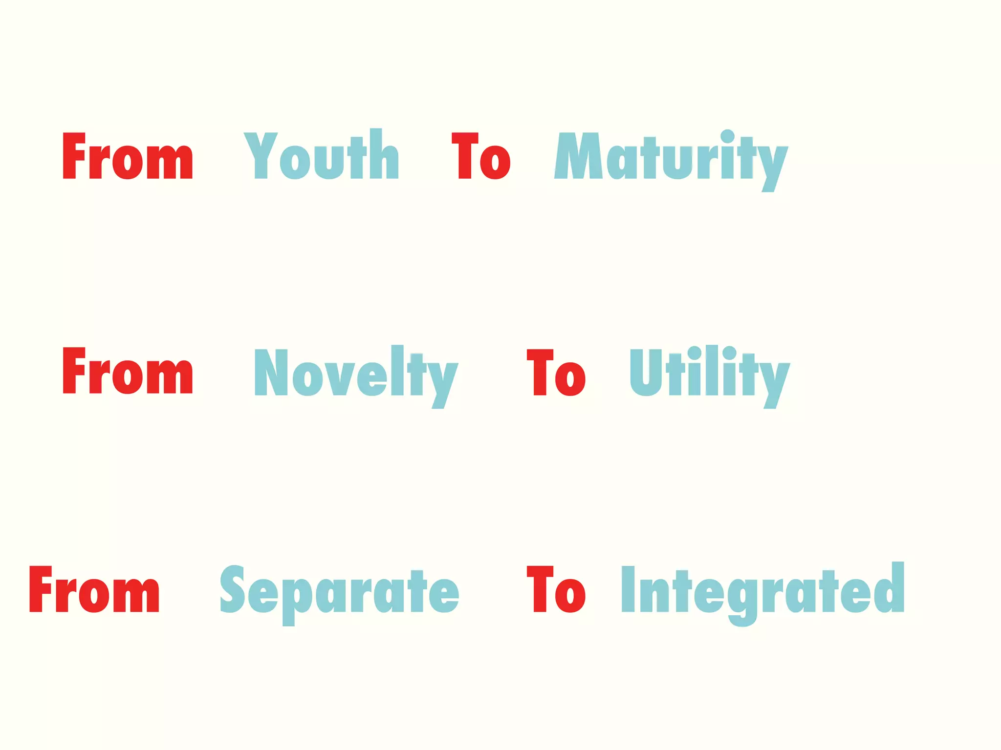 From To Novelty Utility From To Separate Integrated From To Youth Maturity 