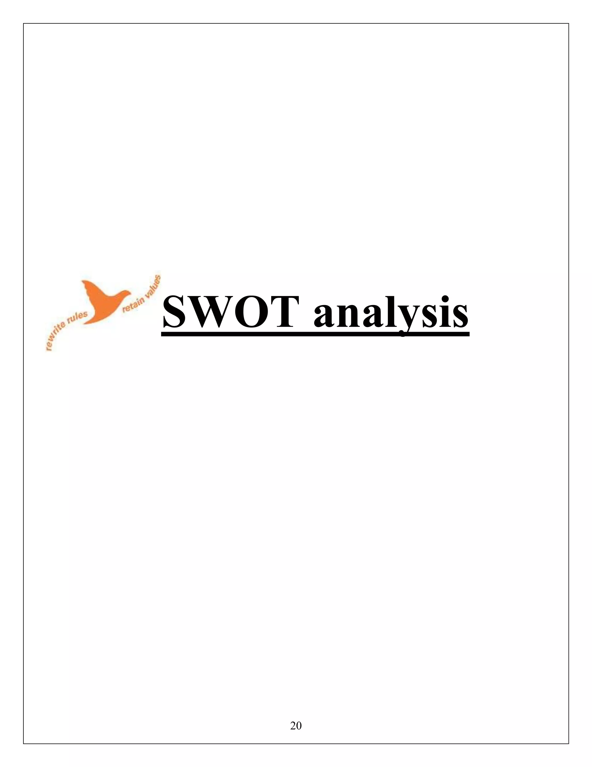 20
SWOT analysis
 