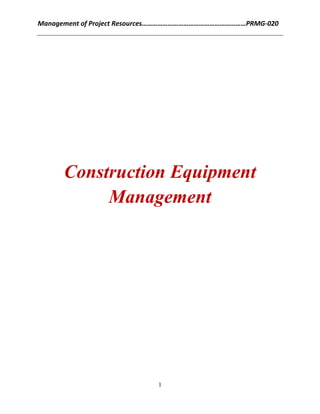 Construction Equipment Management | PDF