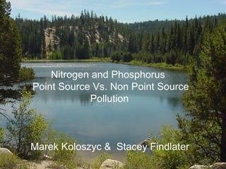 Nitrogen and Phosphorus
Point Source Vs. Non Point Source
            Pollution



Marek Koloszyc & Stacey Findlater
 
