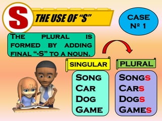 CASE
       THE USE OF “ES”           Nº 2


The plural is
formed       by
adding final
                   SINGULAR   PLUR...
