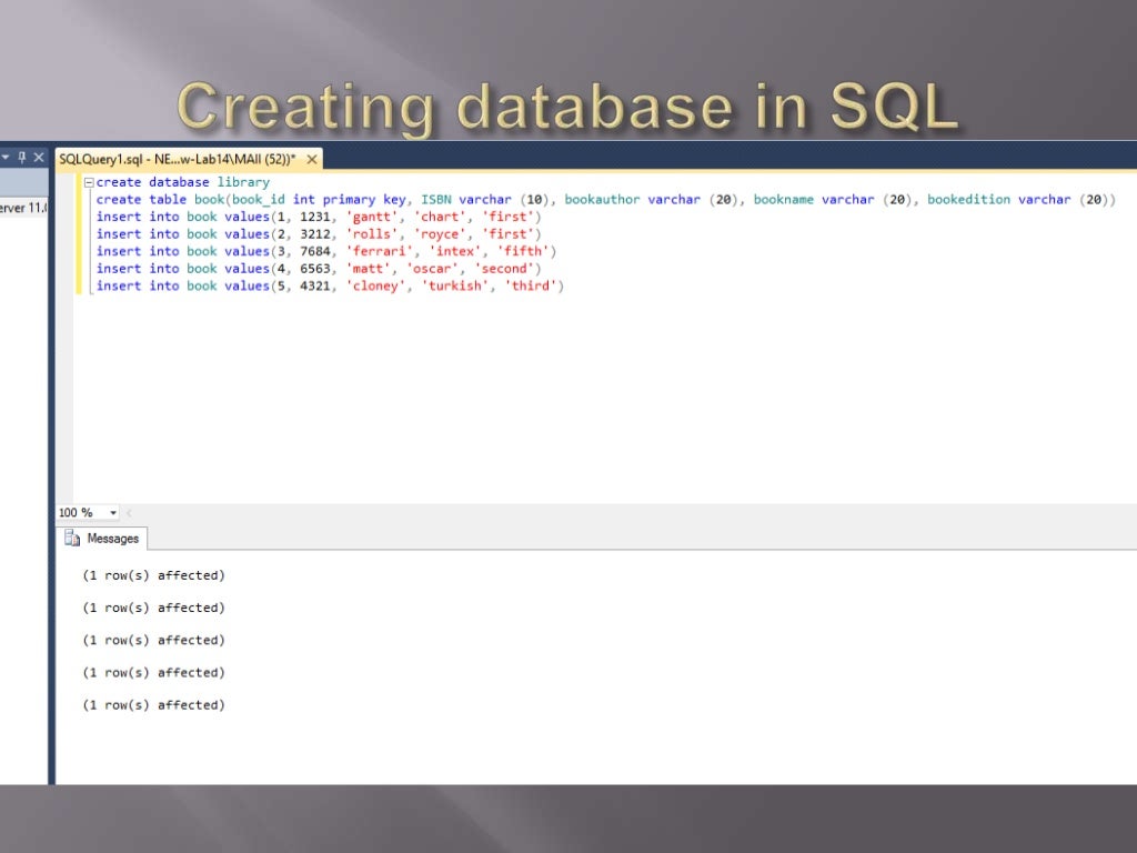 library management system in SQL