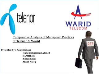 Presentation for
Myers-Briggs Type Indicator
Comparative Analysis of Managerial Practices
MBTI®Telenor & Warid
of Group
Feedback
Presented by : Zaid siddiqui
Hafiz mohammad Ahmed
SAMREEN
Jibran khan
Ahsan Ateeq

 