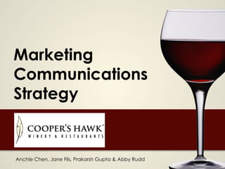 Marketing
Communications
Strategy
Anchie Chen, Jane Flis, Prakarsh Gupta & Abby Rudd
 