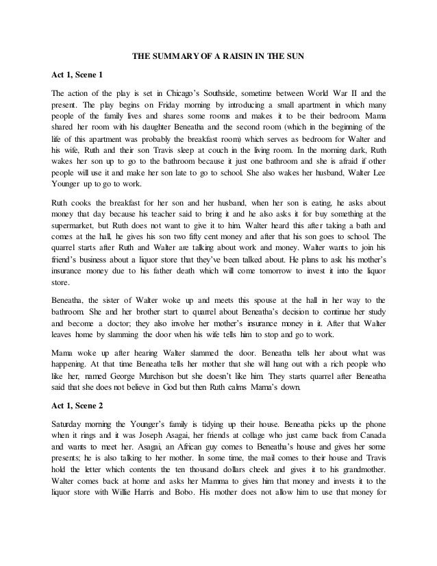 A Raisin In The Sun Summary Act 1 Scene 2