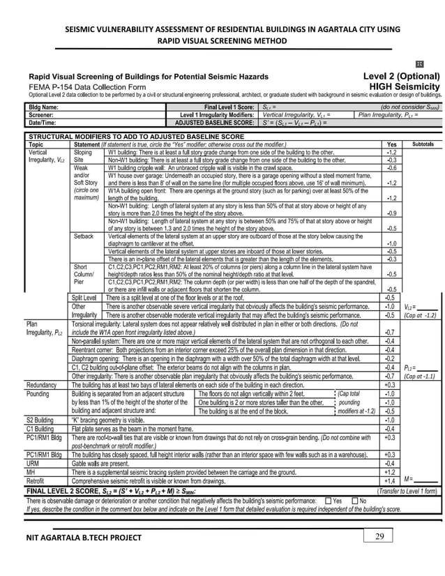 SEISMIC VULNERABILITY ASSESSMENT OF RESIDENTIAL BUILDINGS IN AGARTALA ...
