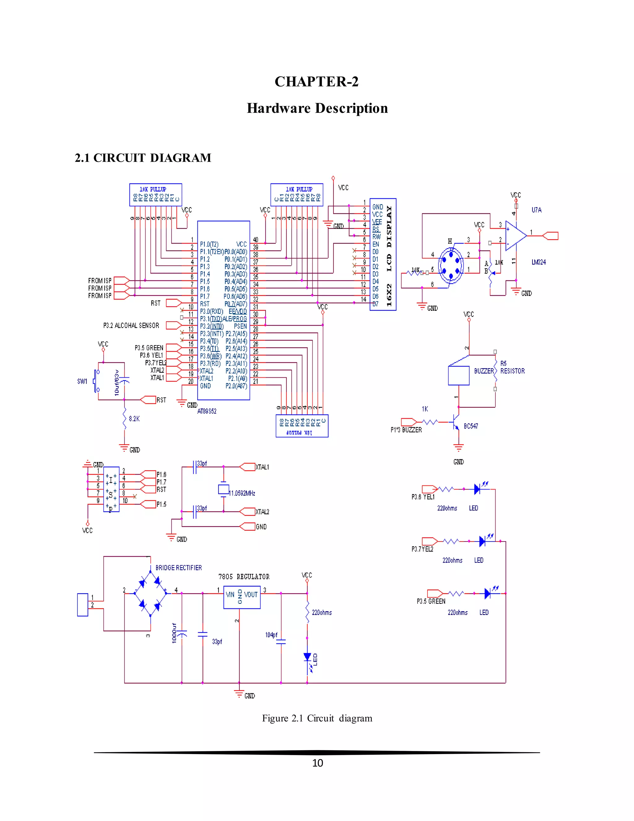 10
CHAPTER-2
Hardware Description
2.1 CIRCUIT DIAGRAM
Figure 2.1 Circuit diagram
 