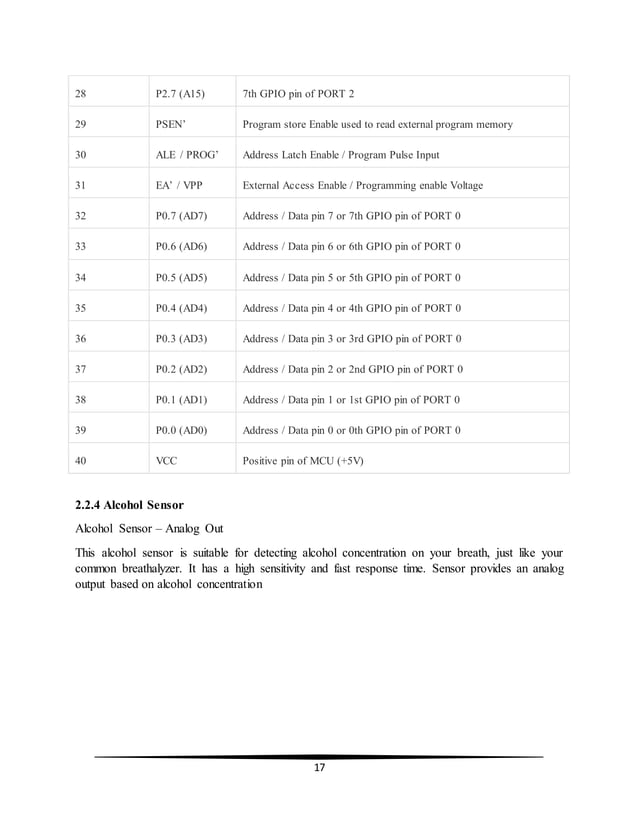 Project report on Vehicle accident and Alcohol sensing alert with