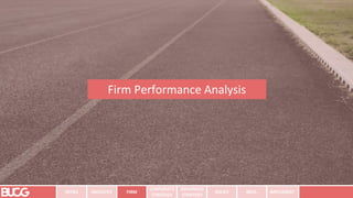 Firm Performance Analysis
INTRO INDUSTRY
CORPORATE
STRATEGY
ADVANCED
STRATEGY
ISSUES RECS. IMPLEMENT
FIRM
 