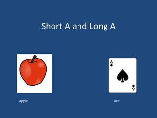 Short A and Long A
apple ace
 