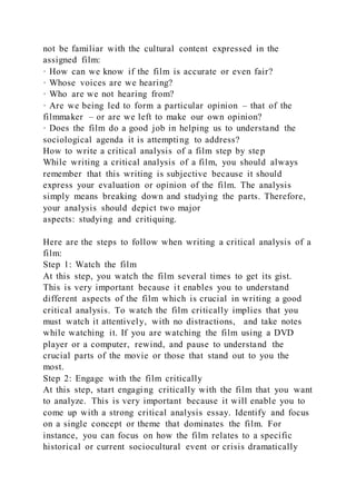 Final Project AssignmentCRITICAL FILM REVIEWMicrosoft Office | PDF