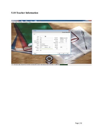 Page | 52
5.10 Teacher Information
 