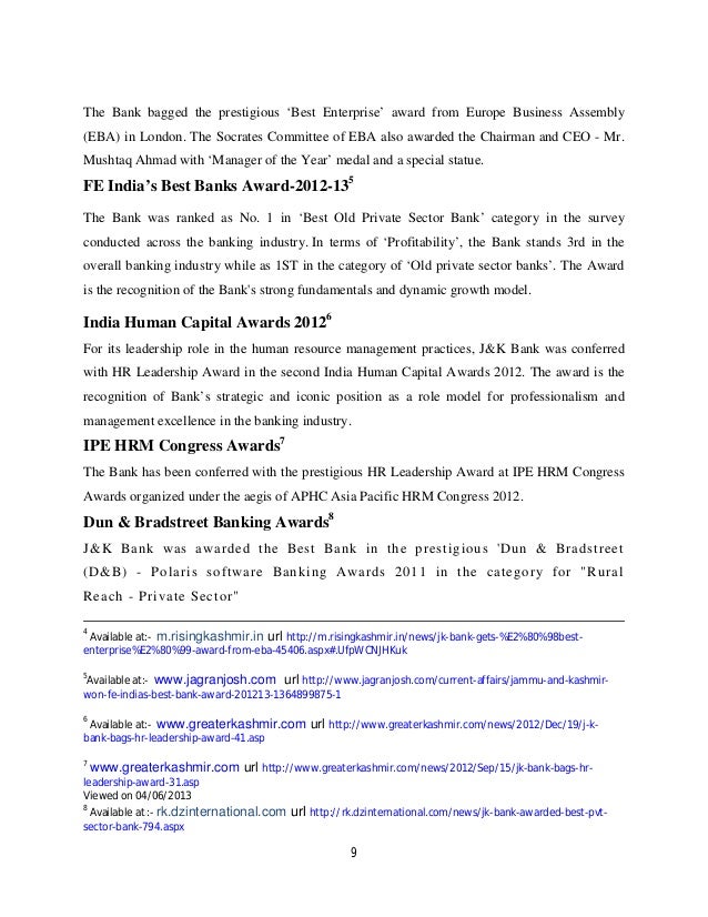 Customer Satisfaction Towards J K Bank By Ishfaq Ahmed Reshi