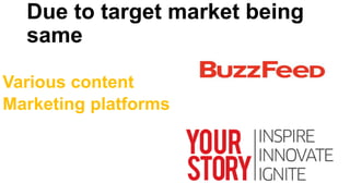 Due to target market being
same
Various content
Marketing platforms
 