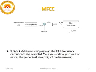 MFCC
6/24/2015 N.I.T. PATNA ECE, DEPTT. 22
 