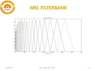 MEL FILTERBANK
6/24/2015 N.I.T. PATNA ECE, DEPTT. 23
 