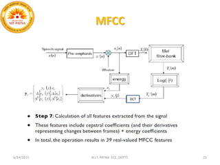 MFCC
6/24/2015 N.I.T. PATNA ECE, DEPTT. 25
DCT
 