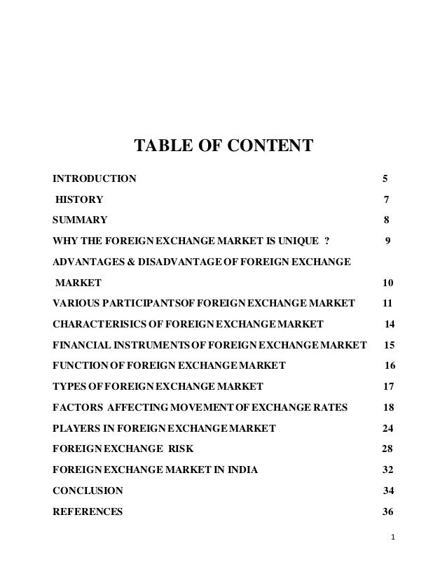 Project Of Foreign Exchange Market - 