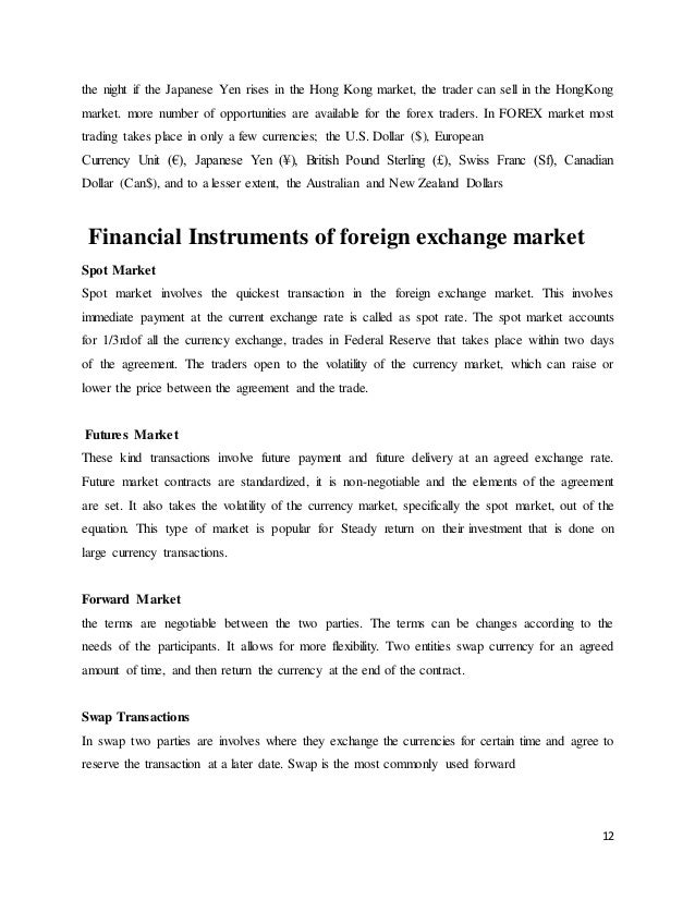 Project Of Foreign Exchange Market - 