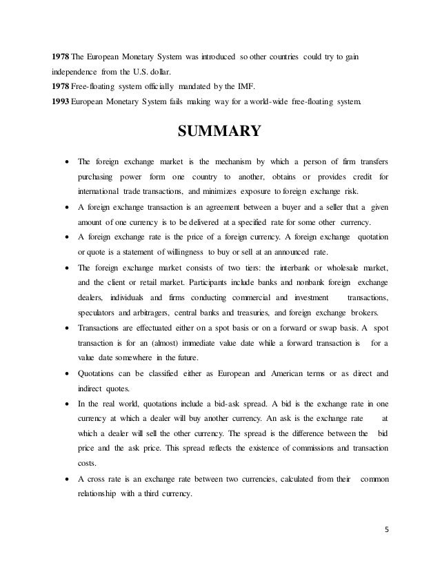 Project Of Foreign Exchange Market - 