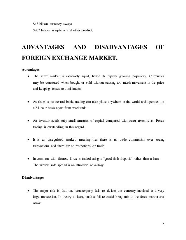 Disadvantages forex market