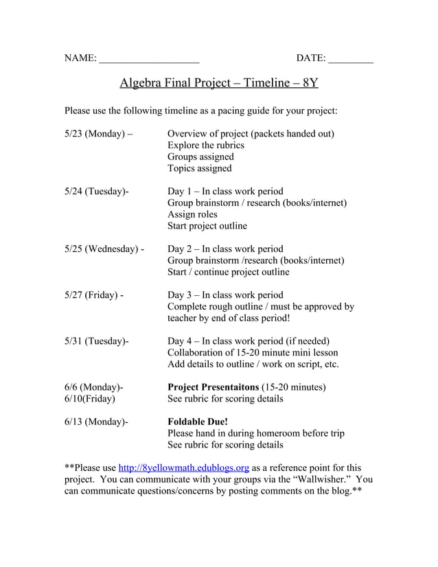 Final Project Outline 2011