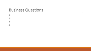 Business Questions
1
2
3
4
 