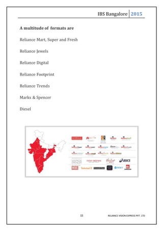 IBS Bangalore 2015
15 RELIANCE VISION EXPRESS PVT. LTD
A multitude of formats are
Reliance Mart, Super and Fresh
Reliance Jewels
Reliance Digital
Reliance Footprint
Reliance Trends
Marks & Spencer
Diesel
 