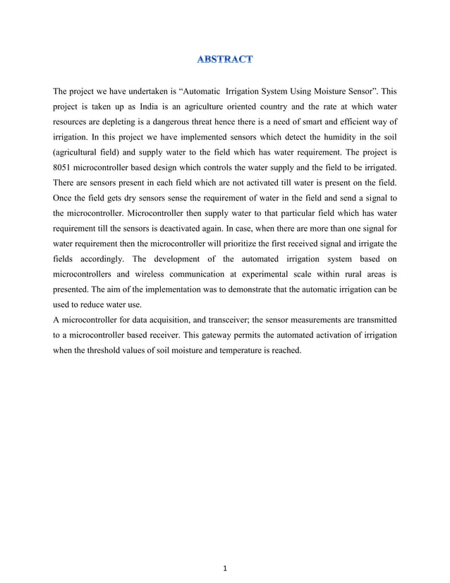 Automatic Irrigation System Using Sensors PDF