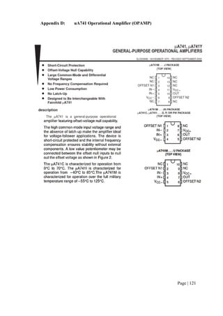 Page | 121
Appendix D: uA741 Operational Amplifier (OPAMP)
 