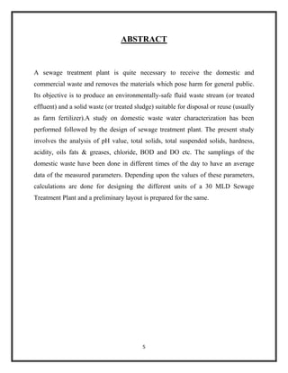 DESIGN OF A 30 MLD SEWAGE TREATMENT PLANT(PROJECT REPORT) | PDF