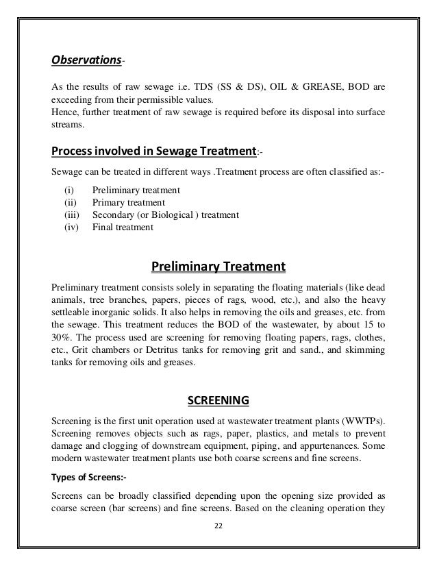 DESIGN OF A 30 MLD SEWAGE TREATMENT PLANT(PROJECT REPORT)